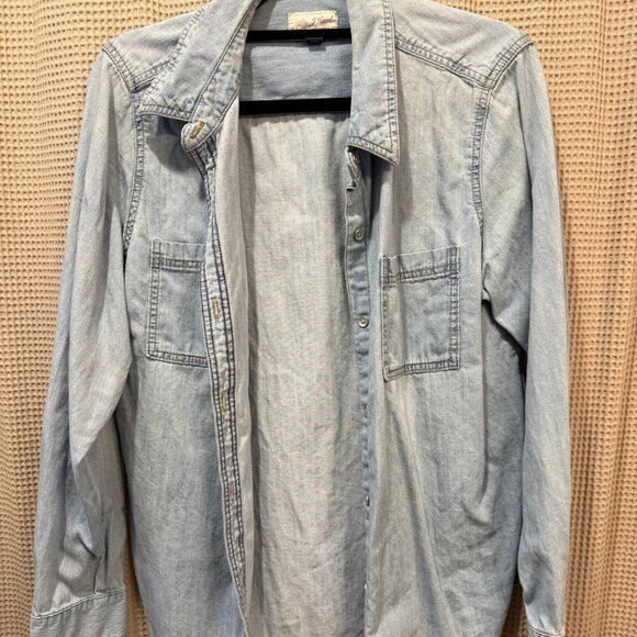 Long Sleeve Denim Button Down Top - Picture 1 of 5
